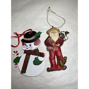 VTG Christmas‎ Kurt Adler Holly Adler Snowman Farmer Cow Pig Chicken Wood Resin